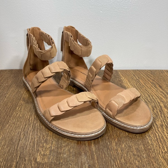 New Lucky Brand Kandiss Leather Sandal Women’s Size 10 Latte Tan - Picture 11 of 13